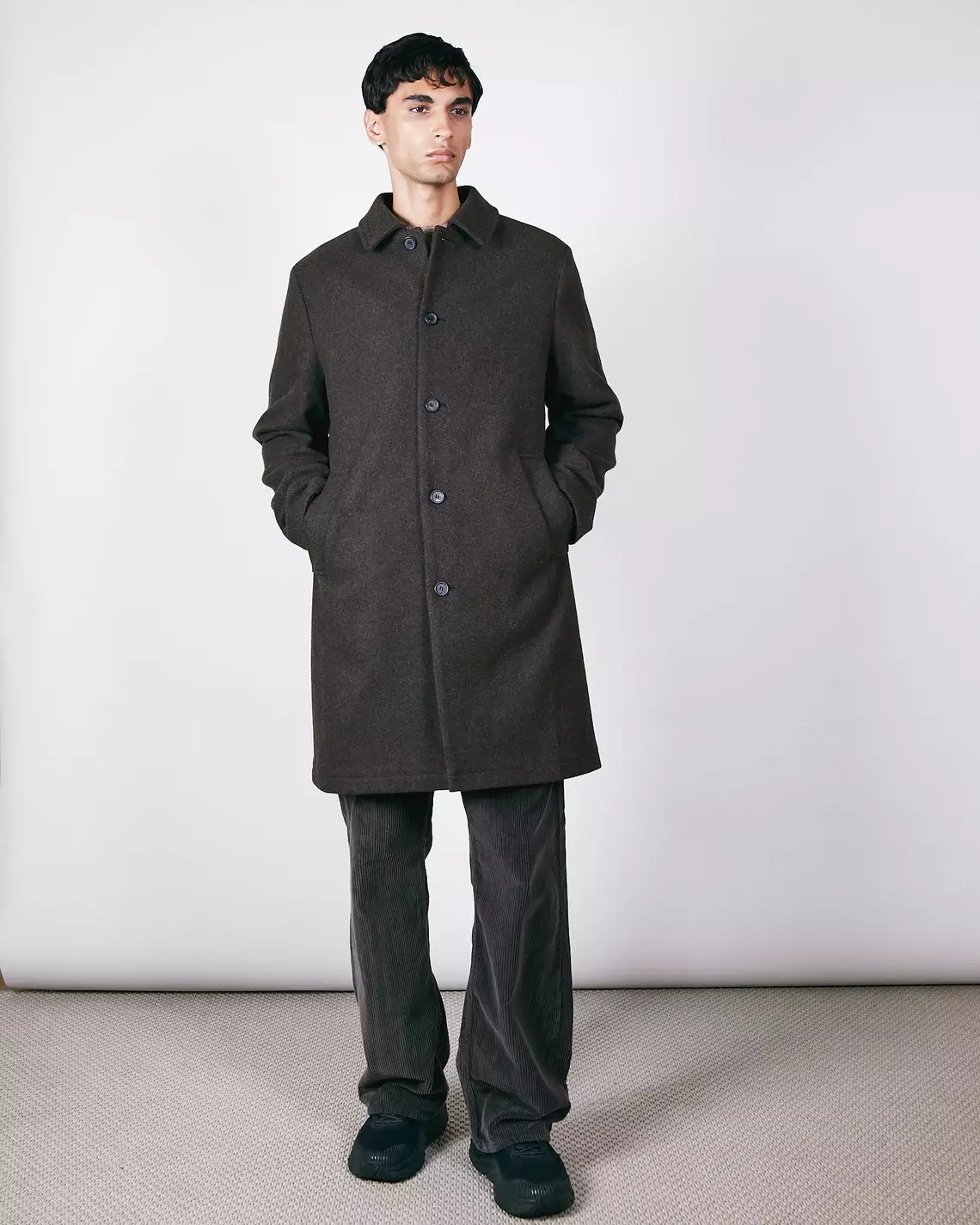 Brixtol Textiles T-Coat Wool Brown Herren Wollmantel braun